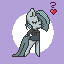 Size: 64x64 | Tagged: safe, artist:lilfaux, marble pie, pony, g4, animated, choker, clothes, female, heart, hoodie, lonely inky, pixel art, question mark, solo