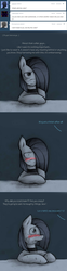 Size: 764x3096 | Tagged: safe, artist:lonelycross, marble pie, pony, ask lonely inky, g4, blushing, choker, collar, comic, dialogue, embarrassed, female, lonely inky, offscreen character, solo, sweat, tumblr
