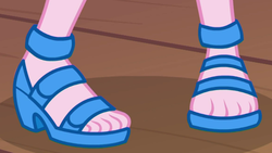 Size: 1164x655 | Tagged: safe, edit, screencap, pinkie pie, equestria girls, equestria girls specials, g4, my little pony equestria girls: better together, my little pony equestria girls: spring breakdown, cropped, female, legs, open-toed shoes, pictures of legs, solo