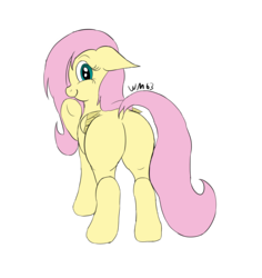 Size: 5432x5754 | Tagged: safe, artist:wapamario63, fluttershy, pony, g4, butt, cute, dock, female, flutterbutt, looking at you, mare, plot, rear view, shyabetes, smiling, solo