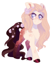 Size: 1229x1509 | Tagged: safe, artist:shady-bush, oc, oc only, oc:rosario, earth pony, pony, female, flower, flower in hair, flower in tail, mare, simple background, solo, transparent background