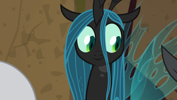 Size: 1920x1080 | Tagged: safe, screencap, lord tirek, queen chrysalis, changeling, changeling queen, frenemies (episode), g4, better way to be bad, cute, cutealis, female, happy, smiling, solo focus, when she smiles