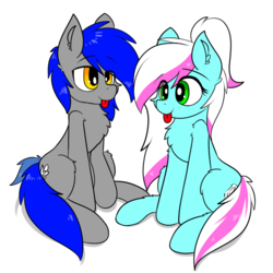 Size: 900x900 | Tagged: safe, artist:llhopell, oc, oc only, oc:hope(llhopell), oc:soffy, earth pony, pegasus, pony, :p, female, hoffy, male, mlem, silly, simple background, tongue out