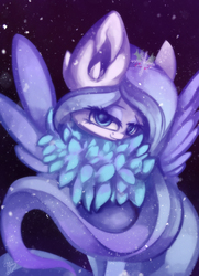 Size: 1500x2073 | Tagged: safe, artist:hagalazka, oc, pegasus, pony, bust, colored sketch, female, mare, portrait, snow