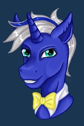 Size: 1371x2048 | Tagged: artist needed, safe, oc, oc:star luck, pony, unicorn, bowtie, bust, portrait