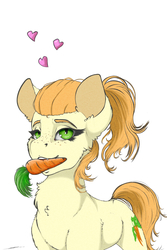 Size: 2000x3000 | Tagged: safe, artist:skitsroom, carrot top, golden harvest, earth pony, pony, g4, carrot, female, food, high res, mare, mouth hold, solo