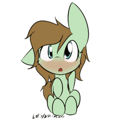 Size: 666x662 | Tagged: safe, artist:lofis, oc, oc:mint chocolate, pony, animated, blinking, blushing, confused, cute, female, gif, mare, shocked, solo, tail, tail wag