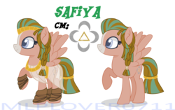Size: 1280x806 | Tagged: safe, artist:mint-light, artist:mlplover0711, oc, oc only, oc:safiya, pony, base used, clothes, dress, female, foot wraps, parent:rockhoof, parent:somnambula, raised hoof, see-through, solo