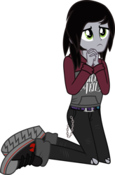 Size: 959x1464 | Tagged: safe, artist:lightningbolt, derpibooru exclusive, equestria girls, g4, .svg available, :c, begging, chains, clothes, disguise, disguised siren, equestria girls-ified, frown, hands together, hoodie, jacket, jeans, jewelry, kellin quinn, kneeling, male, necklace, pants, ripped jeans, sad, shoes, show accurate, simple background, sleeping with sirens, solo, svg, transparent background, vector