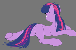 Size: 2500x1656 | Tagged: safe, artist:styroponyworks, twilight sparkle, pony, g4, color, female, gray background, missing cutie mark, rear view, simple background, solo, wip