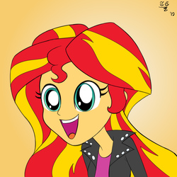 Size: 2000x2000 | Tagged: safe, artist:tomtornados, sunset shimmer, equestria girls, g4, big eyes, cute, gradient background, happy, high res, shimmerbetes