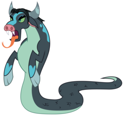 Size: 4553x4265 | Tagged: safe, artist:dragonchaser123, queen chrysalis, ophiotaurus, frenemies (episode), g4, cloven hooves, colored sclera, disguise, disguised changeling, fangs, female, forked tongue, green sclera, open mouth, simple background, solo, tongue out, transparent background, vector