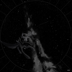 Size: 6000x6000 | Tagged: dead source, safe, artist:aoiyui, princess luna, alicorn, pony, g4, absurd resolution, eyes closed, female, grayscale, mare, monochrome, night, solo, spread wings, stars, wings