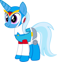 Size: 645x702 | Tagged: safe, artist:4-chap, trixie, pony, g4, armor, clothes, cosplay, costume, female, mega man (series), megaman x, megamare, simple background, solo, transparent background