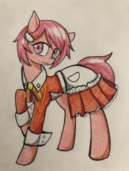 Size: 4032x3024 | Tagged: safe, artist:ponime11, earth pony, pony, clothes, dress, female, lisbeth, mare, ponified, solo, sword art online, traditional art