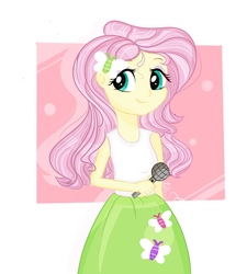 Size: 970x1080 | Tagged: safe, artist:surpriselife, fluttershy, equestria girls, g4, clothes, female, microphone, solo