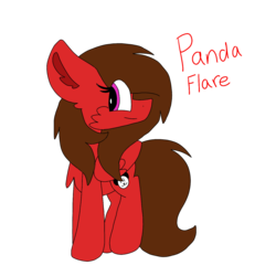 Size: 1378x1378 | Tagged: safe, artist:circuspaparazzi5678, oc, oc only, oc:panda flare, pegasus, pony, red, simple background, solo, transparent background