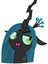 Size: 2197x2928 | Tagged: safe, artist:sketchmcreations, queen chrysalis, changeling, changeling queen, frenemies (episode), g4, female, high res, open mouth, simple background, solo, transparent background, unamused, vector