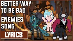 Size: 1280x720 | Tagged: safe, cozy glow, lord tirek, queen chrysalis, centaur, changeling, changeling queen, pegasus, pony, frenemies (episode), g4, better way to be bad, bow, cloven hooves, female, filly, flying, hair bow, losers club, male, nose piercing, nose ring, piercing, septum piercing, trio, youtube link