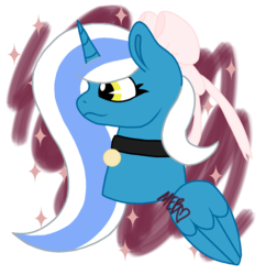 Size: 1280x1321 | Tagged: safe, artist:yanderegirl2, oc, oc:fleurbelle, alicorn, pony, alicorn oc, bow, collar, female, hair bow, mare, sparkles