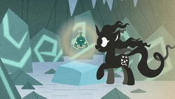 Size: 1920x1080 | Tagged: safe, screencap, gusty the great, pony, unicorn, frenemies (episode), g4, bell, female, grogar's bell, mare, silhouette