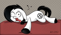 Size: 1024x600 | Tagged: safe, artist:marelynmayhem, earth pony, pony, cross of lorraine, food coma, marelyn manson, marilyn manson, passed out, ponified, solo, tired, white