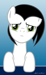 Size: 1608x2600 | Tagged: safe, artist:marelynmayhem, earth pony, pony, bust, marelyn manson, marilyn manson, ponified, portrait, sad, solo, white, worrid