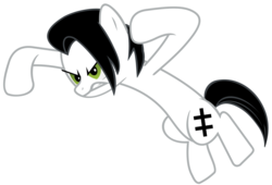 Size: 2392x1629 | Tagged: safe, artist:marelynmayhem, earth pony, pony, cross of lorraine, fierce, jumping, marelyn manson, marilyn manson, ponified, simple background, solo, transparent background, white