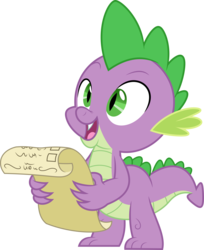 Size: 4084x5000 | Tagged: safe, artist:dashiesparkle, spike, dragon, g4, triple threat, .ai available, .svg available, absurd resolution, cute, happy, male, scroll, simple background, solo, spikabetes, transparent background, vector