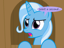 Size: 1200x900 | Tagged: safe, artist:evil-dec0y, trixie, pony, unicorn, comic:trixie vs., comic:trixie vs. hearth's warming, g4, female, horn, mare, open mouth, solo, speech bubble