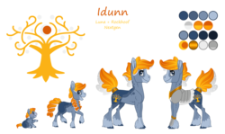 Size: 4200x2500 | Tagged: safe, artist:jackiebloom, oc, oc only, oc:idunn, earth pony, pony, cutie mark, female, filly, foal, mare, offspring, parent:princess luna, parent:rockhoof, reference sheet, simple background, solo, transparent background