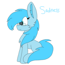 Size: 1378x1378 | Tagged: safe, oc, pony, blue eyes, blue fur, female, filly, glasses, mare, sadness