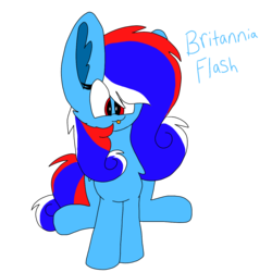 Size: 1378x1378 | Tagged: safe, artist:circuspaparazzi5678, oc, earth pony, pony, blue fur, britannia flash, british, cute, red blue white hair, red eye color