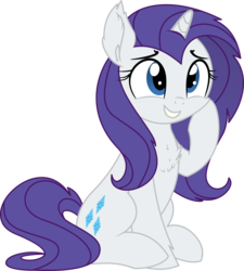 Size: 4503x5000 | Tagged: safe, artist:aureai-sketches, artist:cyanlightning, artist:slb94, edit, rarity, pony, unicorn, g4, alternate hairstyle, chest fluff, cute, female, mare, raribetes, simple background, sitting, smiling, solo, transparent background, vector