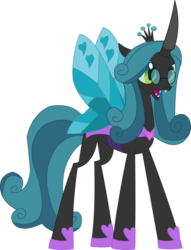 Size: 782x1022 | Tagged: safe, artist:sketchmcreations, idw, queen chrysalis, changeling, changeling queen, g4, reflections, alternate universe, cute, cutealis, female, glasses, hoof shoes, idw showified, mirror universe, reversalis, simple background, solo, transparent background, vector