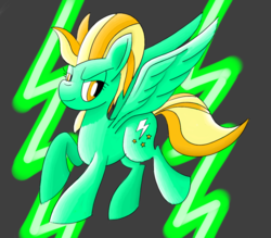 Size: 1010x883 | Tagged: safe, artist:notadeliciouspotato, lightning dust, pegasus, pony, g4, female, mare, smiling, solo, spread wings, wings