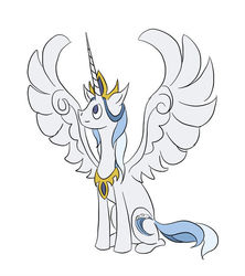 Size: 600x675 | Tagged: safe, artist:moonrisethemage, oc, oc only, oc:moonlight ripple, alicorn, pony, alicorn oc, crown, female, horn, jewelry, mare, peytral, pointy horn, regalia, simple background, sitting, solo, spread wings, white background, wings