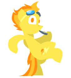 Size: 550x600 | Tagged: safe, artist:captainhoers, spitfire, pegasus, pony, g4, animated, bipedal, dancing, female, goggles, kazoo, lineless, mare, musical instrument, no pupils, silly, simple background, solo, transparent background