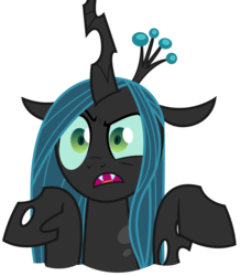 Size: 2622x3003 | Tagged: safe, artist:sketchmcreations, queen chrysalis, changeling, changeling queen, frenemies (episode), g4, air quotes, annoyed, crown, female, high res, jewelry, open mouth, regalia, simple background, solo, transparent background, vector