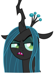 Size: 2181x2956 | Tagged: safe, artist:sketchmcreations, queen chrysalis, changeling, changeling queen, frenemies (episode), g4, crown, female, high res, jewelry, open mouth, regalia, simple background, solo, transparent background, unamused, vector