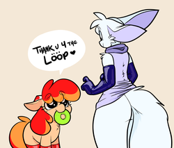 Size: 2200x1875 | Tagged: safe, artist:latexia, oc, oc only, oc:flan pone, oc:ping, earth pony, pony, anthro, anthro with ponies, clothes, dialogue, furry, gloves, latex, latex gloves, latex socks, mouth hold, smiling, socks, speech bubble, sweater