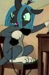 Size: 257x388 | Tagged: safe, edit, queen chrysalis, g4, meme, phone, tom and jerry, tom cat