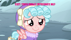 Size: 1200x675 | Tagged: safe, edit, edited screencap, screencap, cozy glow, pegasus, pony, frenemies (episode), g4, angry, animated, caption, clothes, cozy glow is best facemaker, cozybetes, cute, dialogue, female, filly, foal, image macro, implied foalcon, implied sex, solo, text