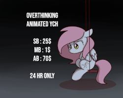 Size: 2560x2048 | Tagged: safe, artist:sugar morning, oc, oc only, oc:sugar morning, pegasus, pony, animated, commission, depressed, female, gif, high res, mare, sad, sitting, solo, swing, text, your character here