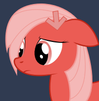 Size: 196x200 | Tagged: safe, derpibooru exclusive, editor:undeadponysoldier, oc, oc only, oc:downvote, earth pony, pony, derpibooru, cropped, derpibooru ponified, female, mare, meta, ponified, sad, simple background, solo, upvote