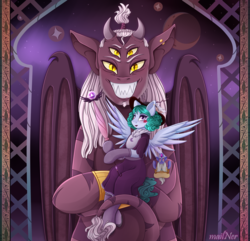 Size: 4141x4000 | Tagged: safe, artist:mailner, pony, clothes, crossover, curly hair, eclipsa butterfly, giant pony, globgor, glossaryck, hat, lipstick, looking at you, macro, ponified, slit pupils, smiling, spread wings, star vs the forces of evil, stripes, wings