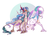 Size: 2589x1898 | Tagged: safe, artist:marbola, princess celestia, rain shine, alicorn, kirin, pony, g4, cloven hooves, female, horn, horn jewelry, jewelry, leonine tail, lesbian, mare, rainlestia, shipping, unshorn fetlocks, wayback machine source