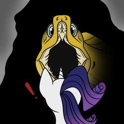 Size: 3900x3900 | Tagged: safe, artist:doomfister, artist:hellonurse, rarity, eel, moray eel, seapony (g4), female, imminent vore, male, mawshot, open mouth, seaponified, seapony rarity, species swap