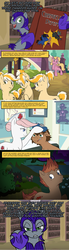 Size: 1111x4010 | Tagged: safe, artist:jadedjynx, nurse redheart, oc, oc:pun, changeling, pony, ask pun, g4, agent 707, anatomy chart, armor, ask, chart, comic, disguise, disguised changeling, night guard armor, thermometer