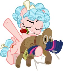 Size: 4290x4841 | Tagged: safe, artist:frownfactory, cozy glow, pegasus, pony, frenemies (episode), g4, .svg available, dancing, eyes closed, female, filly, flower, flying, plushie, rose, simple background, solo, svg, transparent background, vector, wings